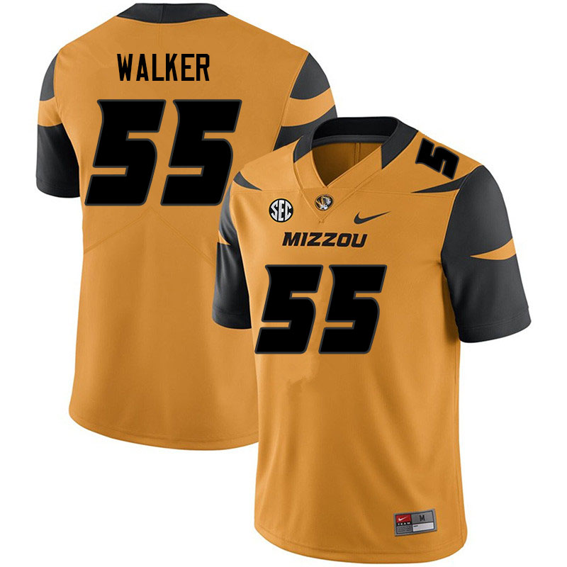 Men #55 Arden Walker Missouri Tigers College Football Jerseys Sale-Yellow